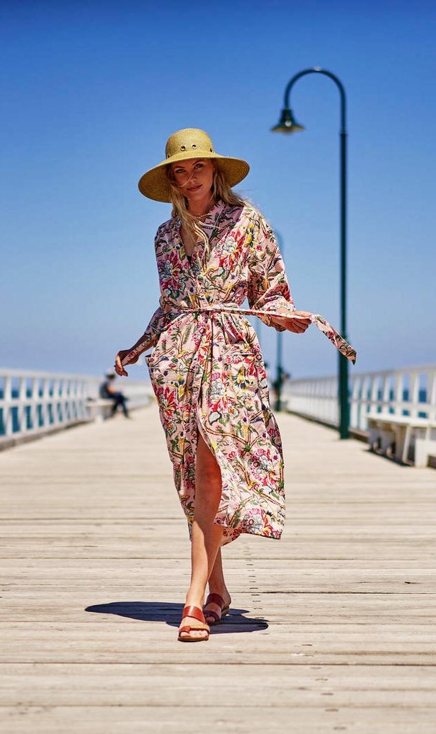 COTTON KIMONO / BATHROBE - Peachy Pink