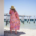 COTTON KIMONO / BATHROBE - Pink Lotus Blooms