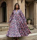 COTTON LONG SLEEVE MAXI DRESS - BLUE BAZZAR