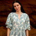 COTTON LONG SLEEVE MAXI DRESS - PRETTY PALMS