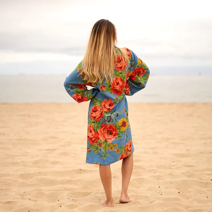 COTTON WAFFLE BATH ROBE KIMONO - FRESIA FLORALS