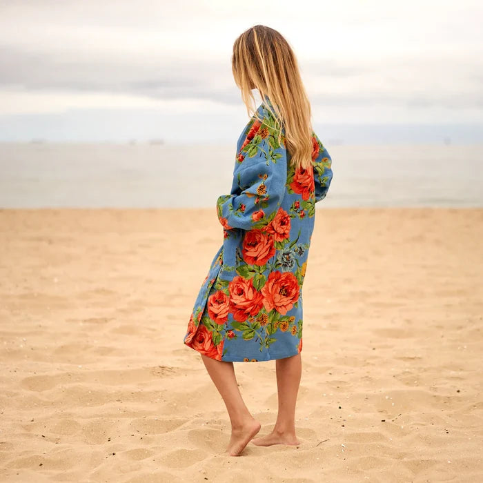 COTTON WAFFLE BATH ROBE KIMONO - FRESIA FLORALS