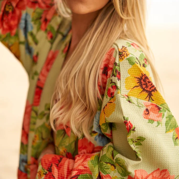 COTTON WAFFLE BATH ROBE KIMONO - NATURES NECTAR