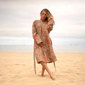 COTTON WAFFLE BATH ROBE KIMONO - PASTEL POSIES