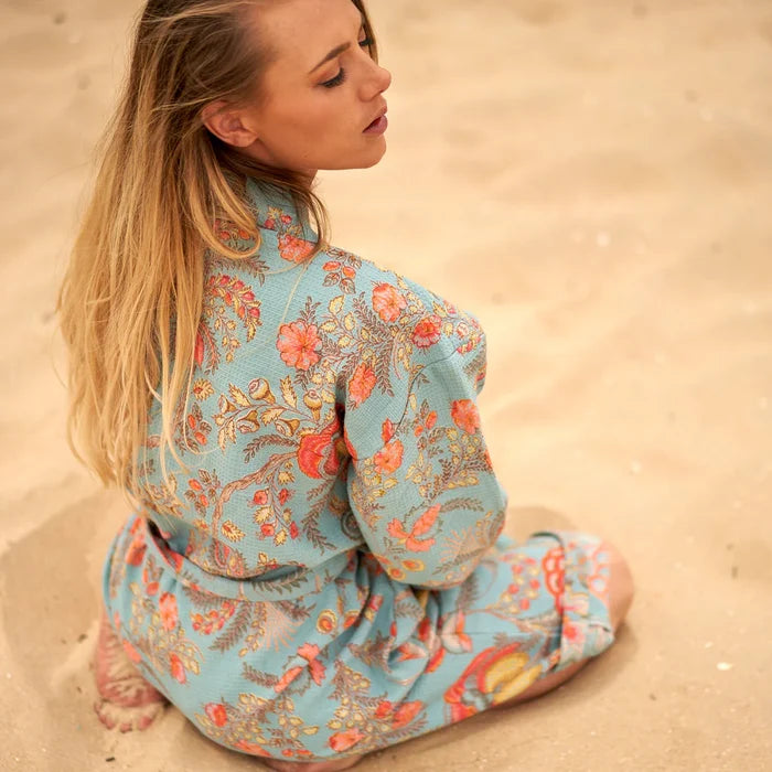 COTTON WAFFLE BATH ROBE KIMONO - SERENE SANCTUARY