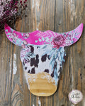 COW HEAD PLATTER - (WALL DECOR) - PRETTY IN PINK