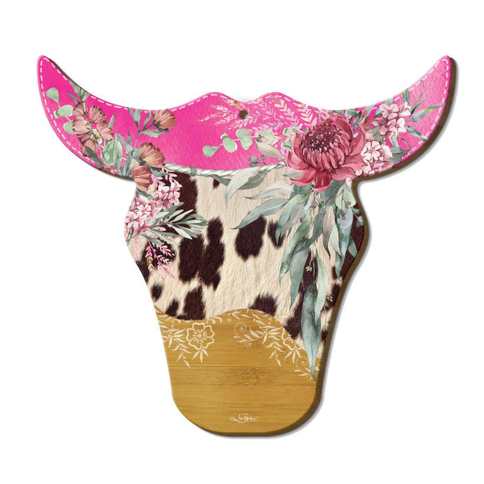 COW HEAD PLATTER - (WALL DECOR) - PRETTY IN PINK
