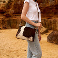 COW HIDE & LEATHER CROSSBODY MODERN HANDBAG