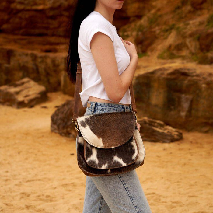 COW HIDE & LEATHER WESTERN BOHO TOTE HANDBAG