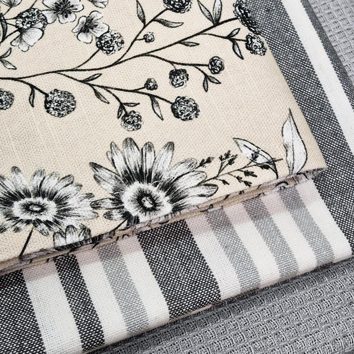 CREAM - 3PC BLOSSOM TEA TOWEL PACK