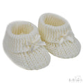 CREAM COTTON BABY BOOTEES W/BOW - S436-C - Kidswholesale.co.uk