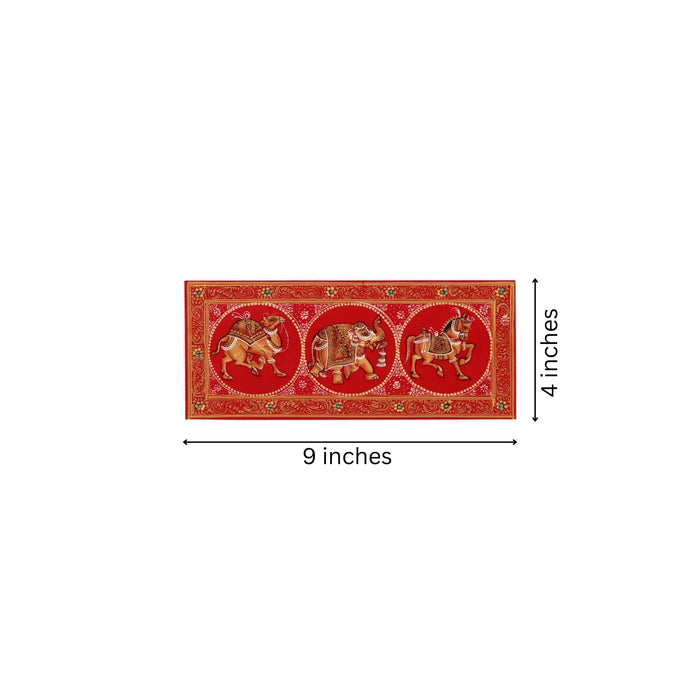 Crimson Procession of Divine Animals Miniature Painting   Paintings