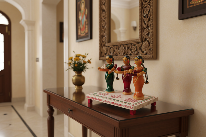 Cultural Etikoppaka Toy Ladies Serving Tambulam   Etikoppaka Lacquerware