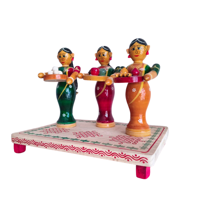 Cultural Etikoppaka Toy Ladies Serving Tambulam   Etikoppaka Lacquerware