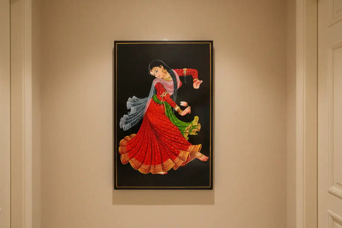 Dancing Beauty Nirmal Painting of a woman in traditional attire dancing gracefully.