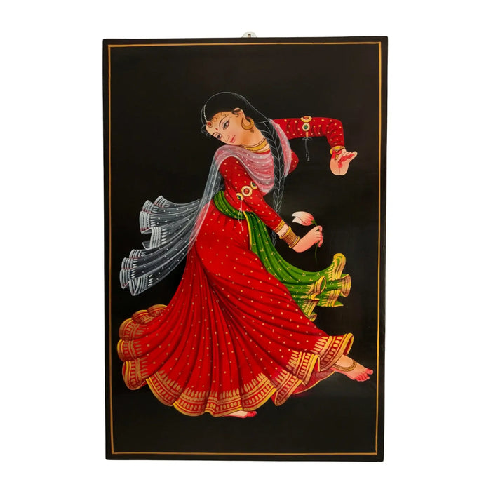 Dancing Beauty Nirmal Painting depicting a vibrant, traditional Indian dancer.