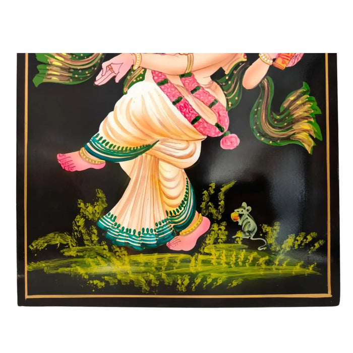 Vibrant Dancing Ganesha Nirmal Painting depicting the deity in a joyful pose.