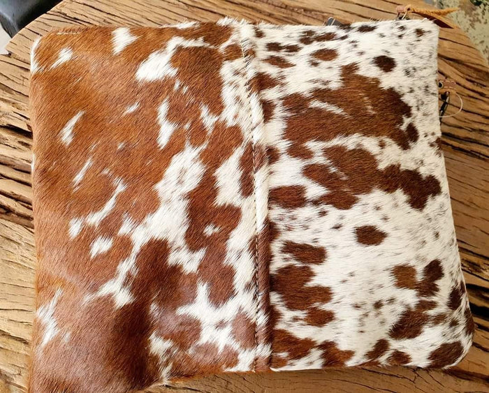 DARK COWHIDE double sided ZIP CLUTCH BAG