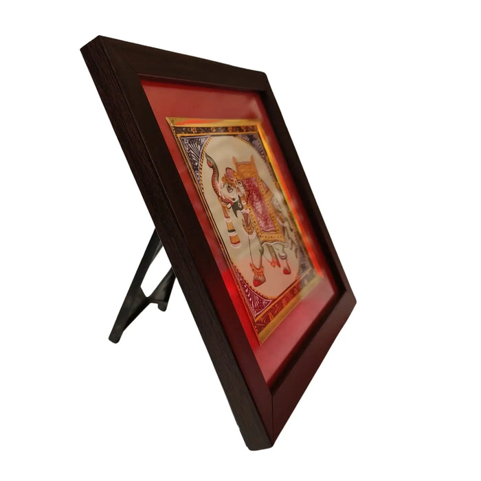 Indian folk art decorated elephant Rajasthan miniature painting