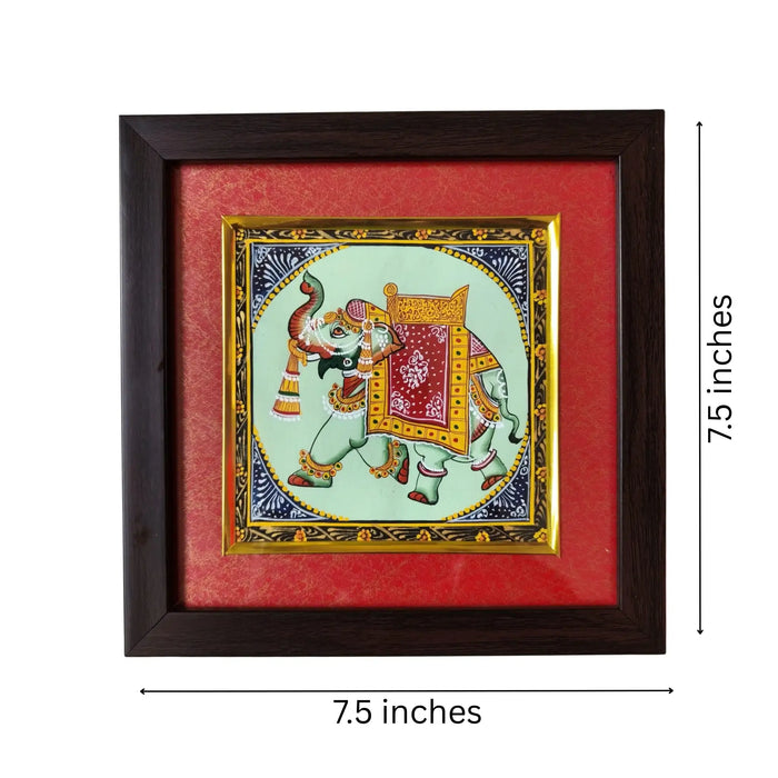 Decorated elephant motif Rajasthan miniature wall art