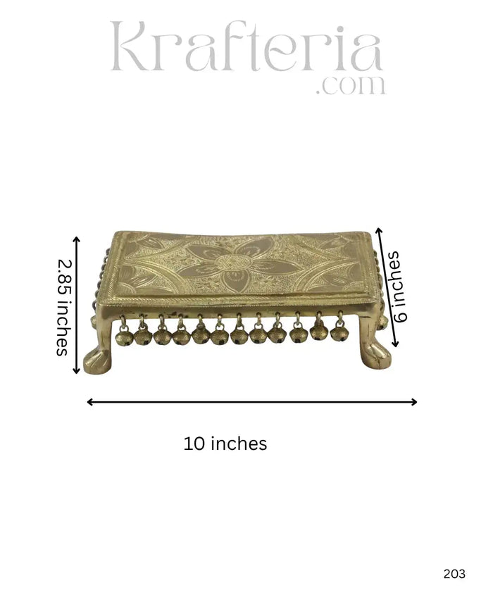 Decorative Brass Devotional Stools with Bell Design   Brass Ware