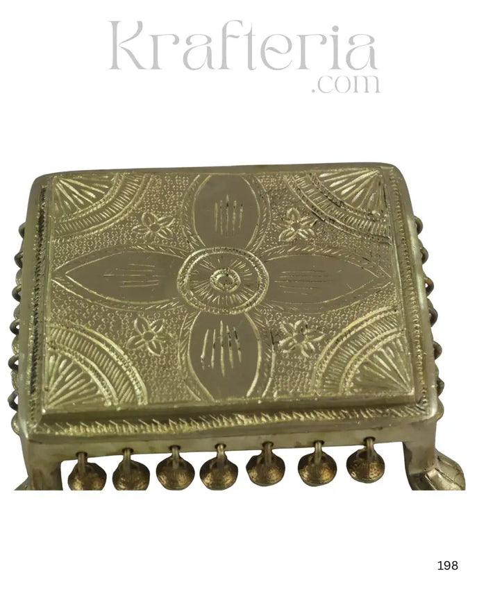 Decorative Brass Devotional Stools with Bell Design   Brass Ware