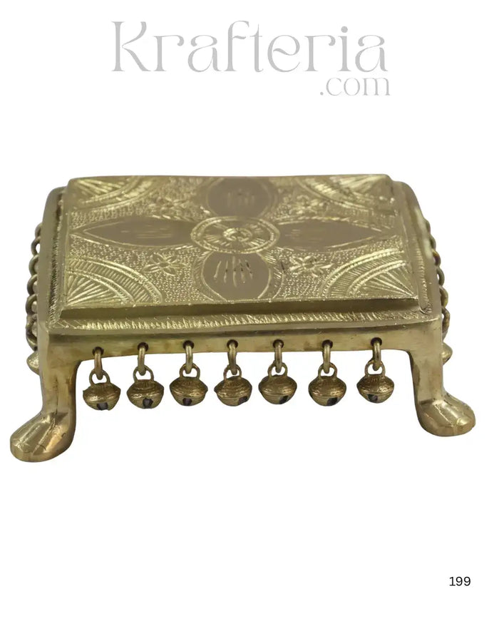 Decorative Brass Devotional Stools with Bell Design   Brass Ware