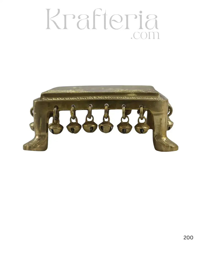 Decorative Brass Devotional Stools with Bell Design   Brass Ware