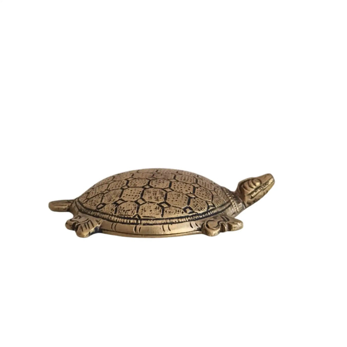 Decorative Brass Tortoise Showpiece. Intricate brass turtle figurine.