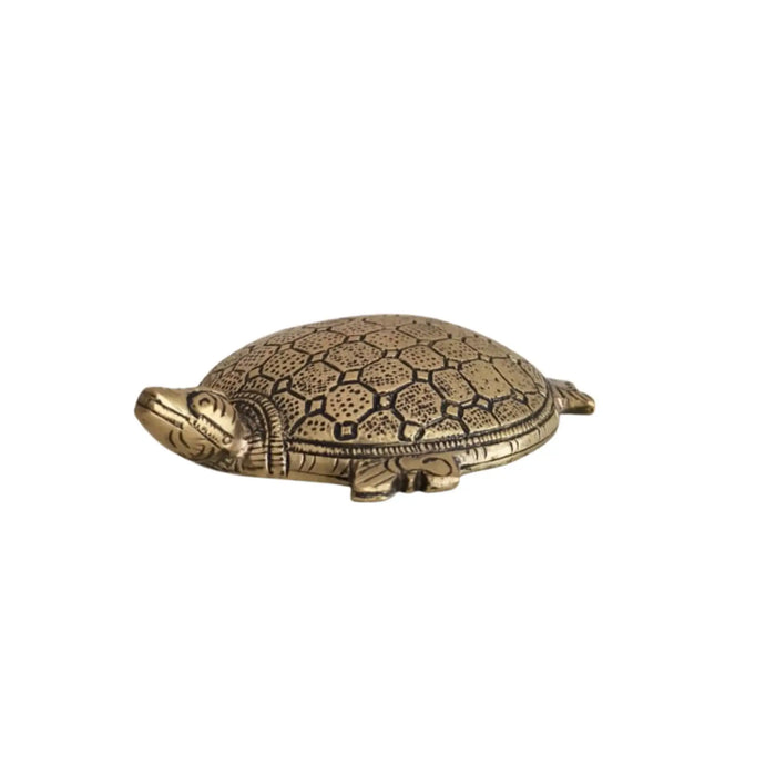 Decorative Brass Tortoise Showpiece with intricate details.