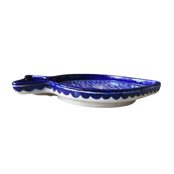 Deep Blue Pottery Fish Wall Decor | Hand-Painted Quartz Art   Pottery