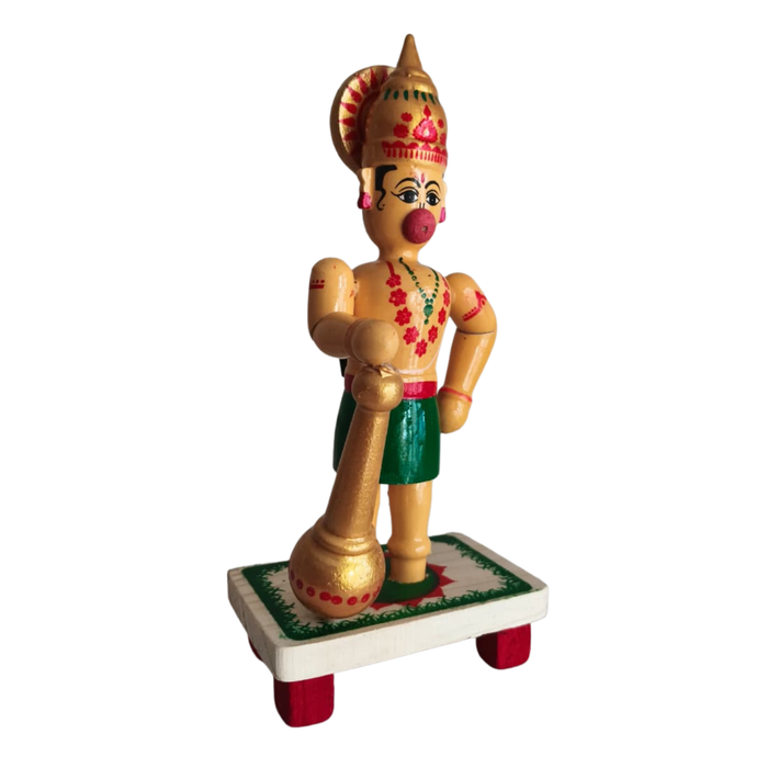 Devotional Decor - Etikoppaka Hanuman with Mace   Etikoppaka Lacquerware