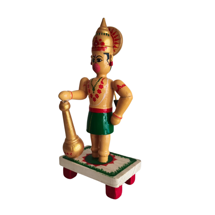 Devotional Decor - Etikoppaka Hanuman with Mace   Etikoppaka Lacquerware