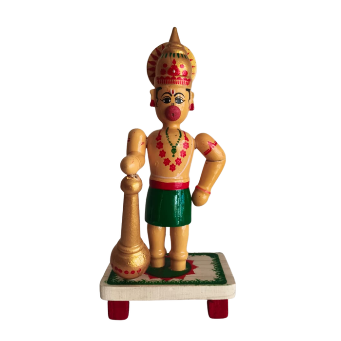 Devotional Decor - Etikoppaka Hanuman with Mace   Etikoppaka Lacquerware