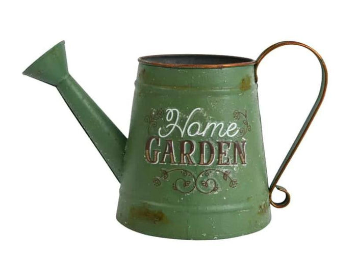 DISTRESSED GREEN HOME GARDEN WATERING CAN