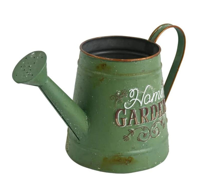 DISTRESSED GREEN HOME GARDEN WATERING CAN