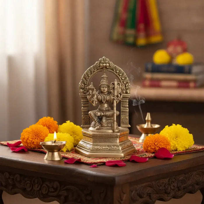 Divine Brass Annapoorna Devi Idol - Goddess of Food & Nourishment   Brass Ware