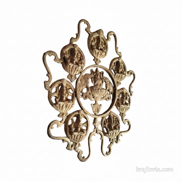 Divine Brass Ashtalakshmi Wall Hanging, intricate 8 forms of mandala brass artwork.
