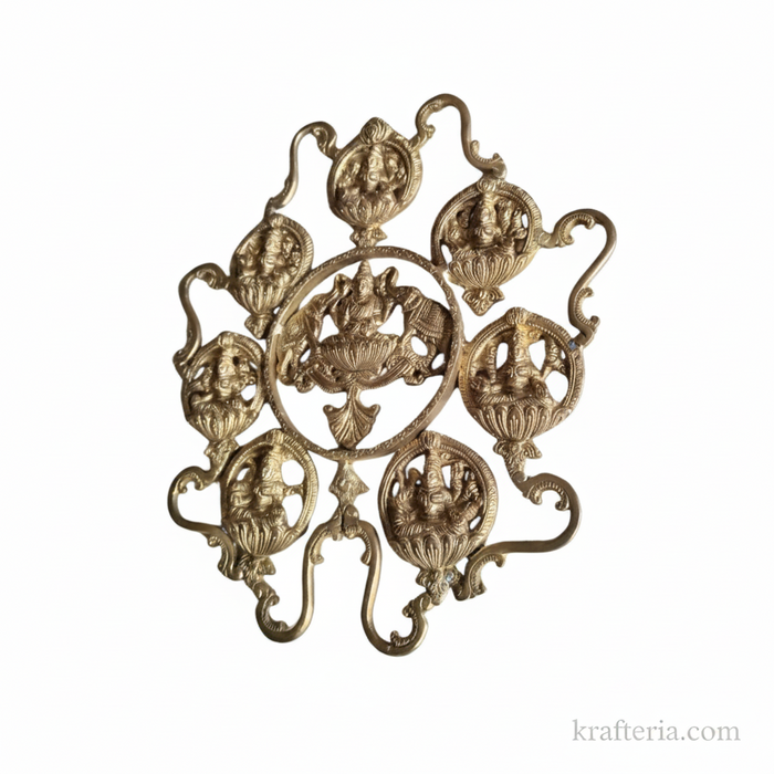 Divine Brass Ashtalakshmi Wall Hanging showcasing 8 forms of Lakshmi in a mandala design.