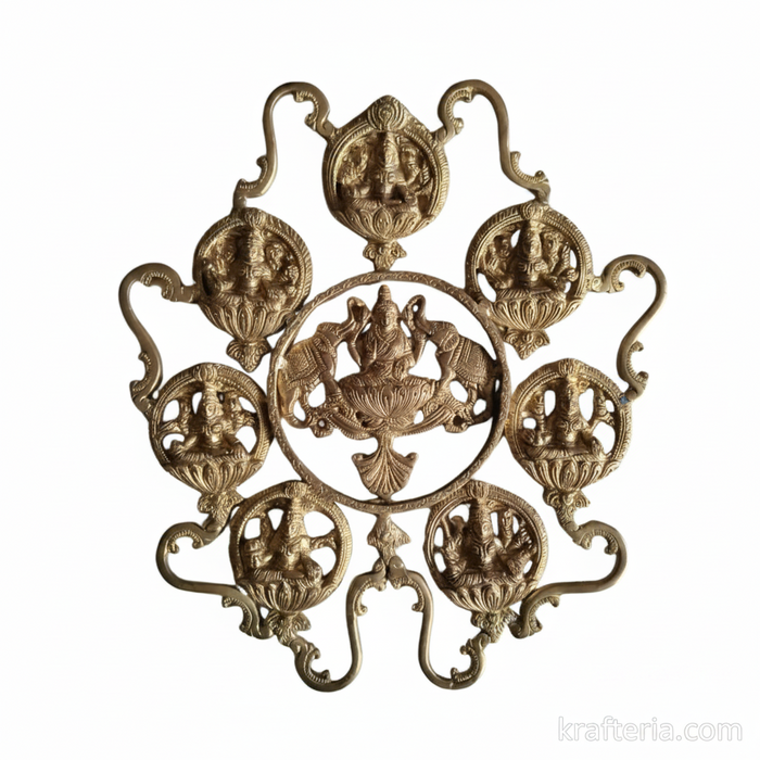 Divine Brass Ashtalakshmi Wall Hanging, 8 forms of mandala brass artwork.