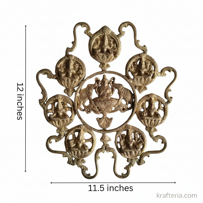 Divine Brass Ashtalakshmi Wall Hanging - 8 forms of mandala artwork.