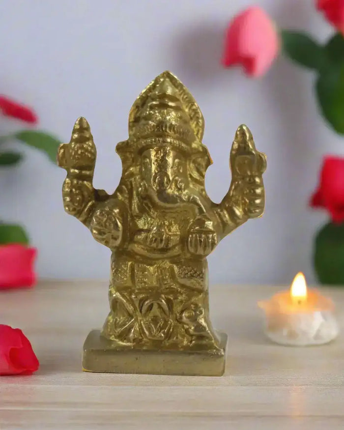 Divine Brass Ganesha Idol – Remover of Obstacles   Brass Ware