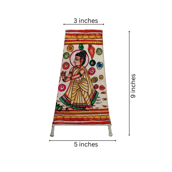 Divine Buddha with Floral Motifs – Leather Puppetry Art | Bed Lamp   Leather Paintings