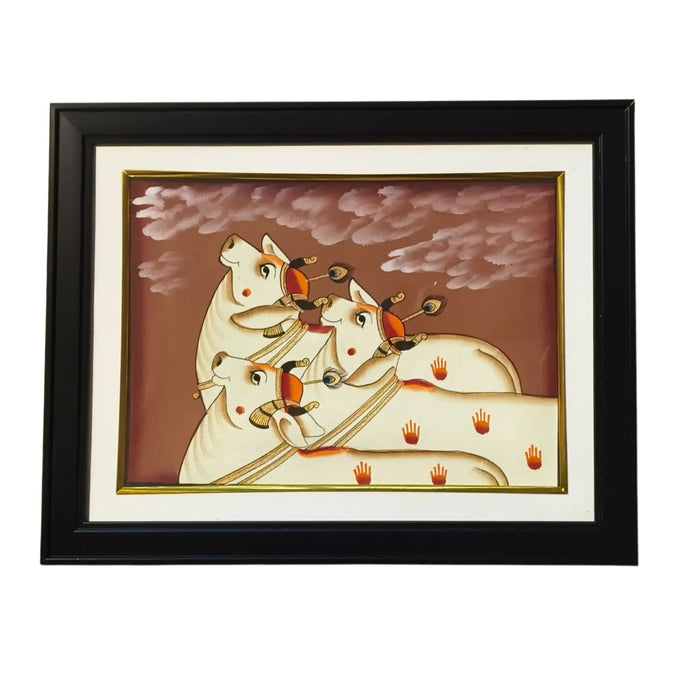 Divine Cows of Vrindavan – Pichwai Miniature Painting   Paintings