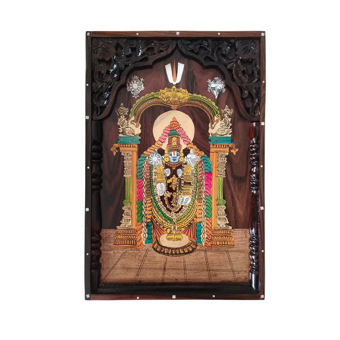 Divine Glory of Lord Venkateswara – Wooden Inlay Art   Inlay Art