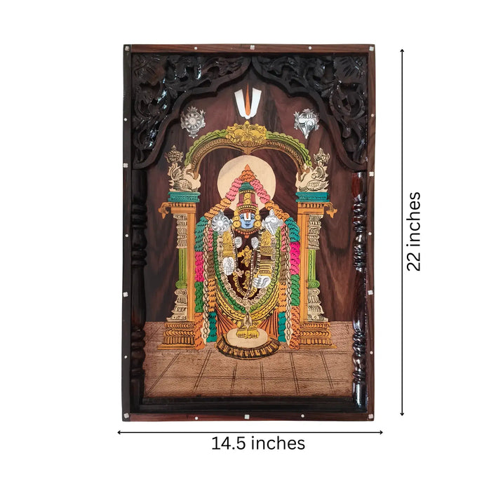 Divine Glory of Lord Venkateswara – Wooden Inlay Art   Inlay Art
