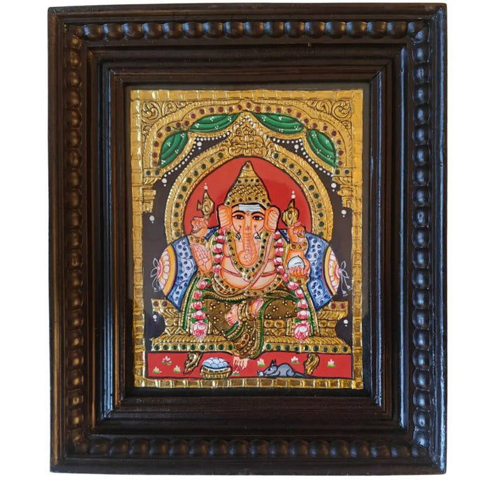 Lord Ganesha Tanjavur painting with divine presence.