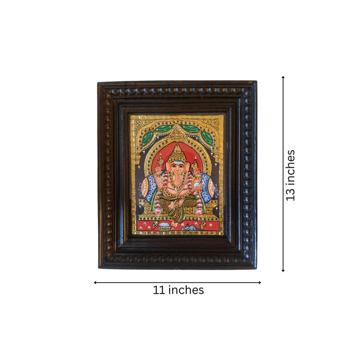 Lord Ganesha Tanjavur painting, divine presence, intricate details