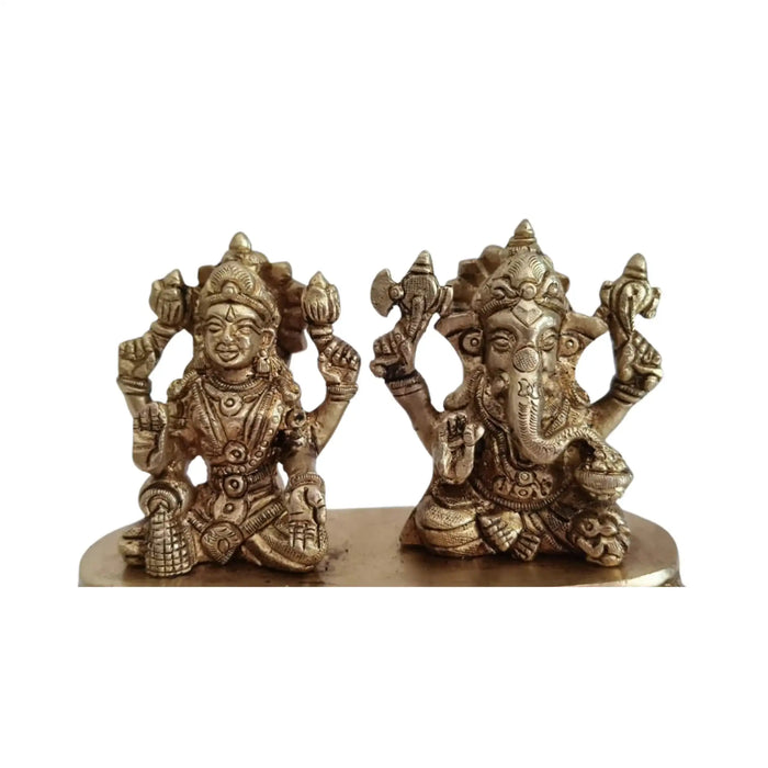 Divine Prosperity – Lakshmi Devi and Ganesha Brass Idol   Brass Ware