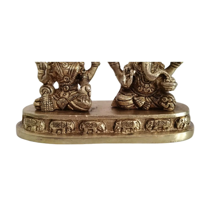 Divine Prosperity – Lakshmi Devi and Ganesha Brass Idol   Brass Ware